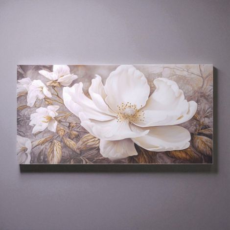Quadro tela moderno 80x160 cm floreale con decori in oro (1/5)