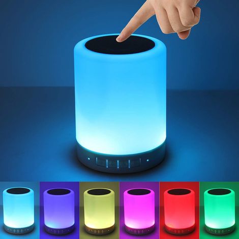 Veilleuse Bluetooth, enceinte Bluetooth portable sans fil, lampe de chevet tactile, enceinte Bluetooth d'extérieur, cadeau idéal pour fille, garçon et bébé