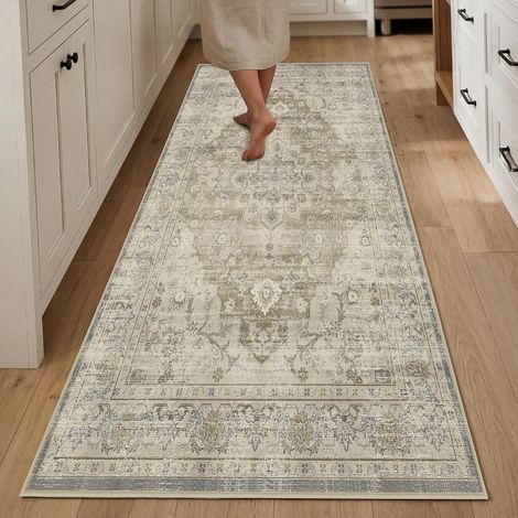 Tapis de Salon, Vintage Tapis de Chambre, Petit Tapis 80x150cm,Beige (1/5)