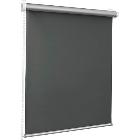 GENERIC-Store Enrouleur Occultant sans Perçage - (Largeur du tissu-4cm ) - avec Revêtement Argenté Isolation thermique Avec les Accessoires-Gris Foncé-50cmx200cm (1/5)