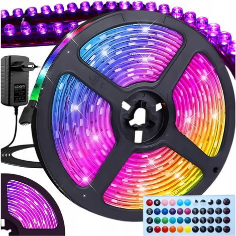 Tira de LED RGB de 5 m autoadhesiva con mando a distancia. (1/5)