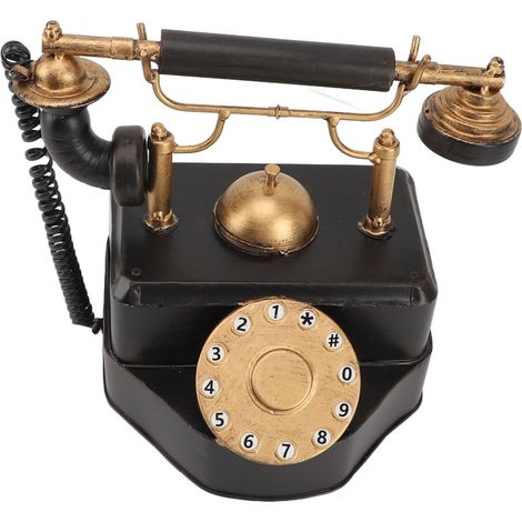 Téléphone à cadran ancien, figurine décorative représentant un téléphone à cadran ancien, figurine d'artiste, décoration de vitrine de café, décoration de table (1/5)