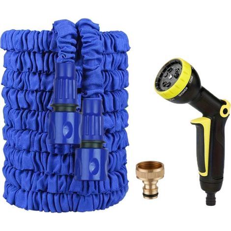 Tuyau d'Arrosage Extensible 25FT (7,5m) - Pistolet à Repose-Pouce Jaune & Noir, Kit Complet-lsw (1/4)
