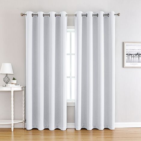 Rideau Occultant - 140x240 cm - Pour Salon Chambre Cuisine - Blanc - Lot de 2