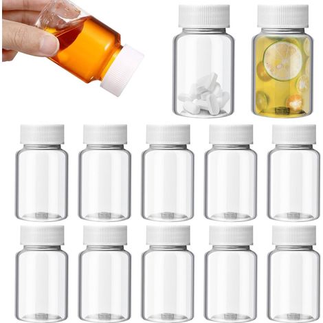 Dailygoods - Flasche, 12er-Pack Saftflaschen, 100 ml, wiederverwendbar, aus PET, mit Deckel, für Saft, Wasser und andere Getränke. (1/5)