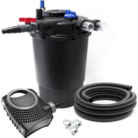 Kit set bassin 60000 litres 55 watts UVC pompe 6000 l/h tuyau 5 m kit de filtration (1/5)