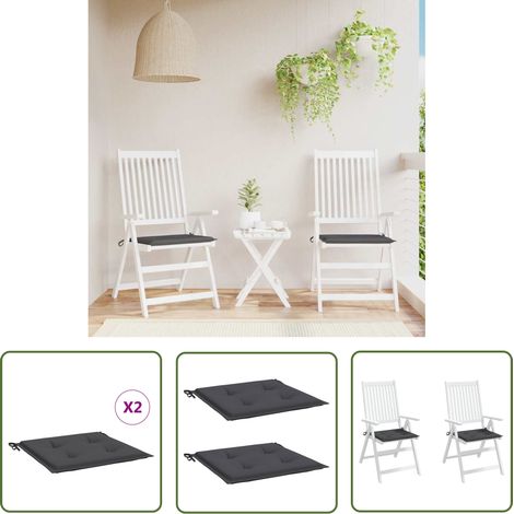 The Living Store Coussins de chaise de jardin lot de 2 anthracite 50x50x3 cm - Coussin De Chaise - Coussin D'extérieur - Coussin Jardin - Housse De Coussin - Textile D'ameublement (1/5)