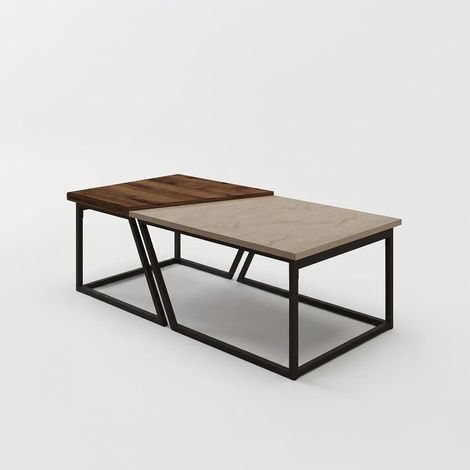Modernes Couchtisch-Set aus Holz und Metall Verona (1/4)