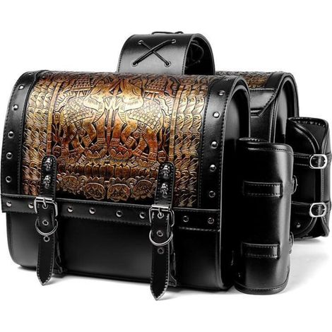 Motorrad Satteltaschen 30L Leder Wasserdicht mit Flaschenhalter für Harley Davidson, Honda, Yamaha (1/5)