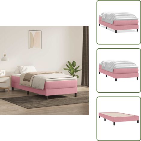 Materasso rosa - vidaXL Giroletto a Molle con Materasso Rosa 90x210 cm Velluto - Letto con materasso