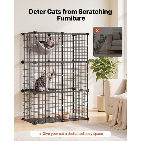 Cage Chat Intérieur 3 Niveaux 71,1x35,5x104,1 cm Enclos Chat Noir, pour 1 à 2 Chats, Lapins, Furets, Petits Animaux de Compagnie, E… (1/5)