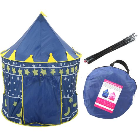 Tente de jeu pour enfants château princesse prince intérieur extérieur maisonnette jouet cadeau bleu (1/5)