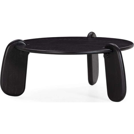 Mesa de centro fija Md-Kiana en madera de mango acabado negro, 80cm(ancho) 38cm(altura) 80cm(fondo). (1/5)