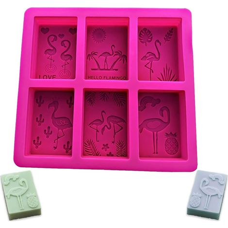 moldes de silicona con forma de flamenco para jabón, moldes rectangulares para alimentos, para hacer pasteles y postres caseros. (1/5)