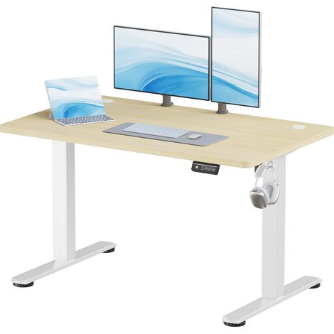 Bureau Assis-Debout Électrique 120 x 60 cm, Beige (1/5)