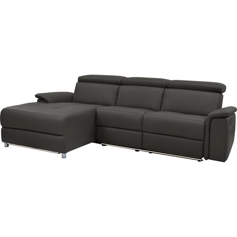 Pareli-Canapé 3 Places Gauche avec Fonction Electrique en PU Marron (1/5)