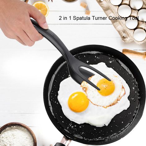Spatule 2 en 1 en silicone, résistante à la chaleur et antiadhésive, ustensile de cuisine antidérapant. (1/5)