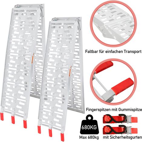 Wolketon 2er Auffahrrampe Auffahrschiene Klappbar max. 680kg ALU Verladerampe