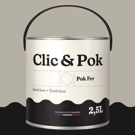 Peinture Fer Antirouille – Métal Extérieur Intérieur, Satinée, Protection Rouille - 2,5L - RAL 7032 - Gris silex