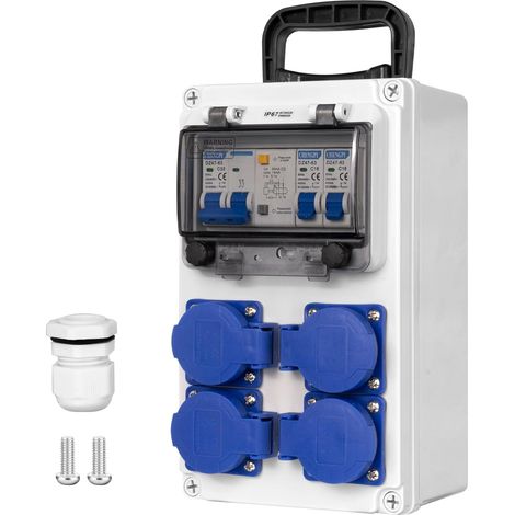 Coffret Électrique de Chantier,Répartiteur Mural 250V/16A,Distributeur de Courant Électrique avec Disjoncteur, Distributeur de Puissance Consommée pour Ateliers et Usines,Boîte de dérivation (1/5)