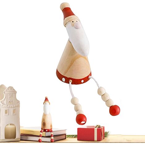 Figurine de Noël Statue Festive de Vacances Style Rétro  Décorations De Table Centerpieces En Bois Pour Noël Pour Armoire Maison Bureau Bibliothèque Dessus De Cheminée (1/5)