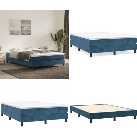 Boxspringbett mit Matratze Dunkelblau 140x200 cm Samt - Samtbett - Boxspringbett - Doppelbett - Bettauflage - Matratze - Home & Living (1/5)