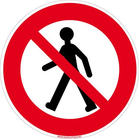 Panneau Interdit Aux Piétons - Signalisation d'Interdiction - Adhésif 125 mm - Conforme à la norme ISO 7010 (1/5)