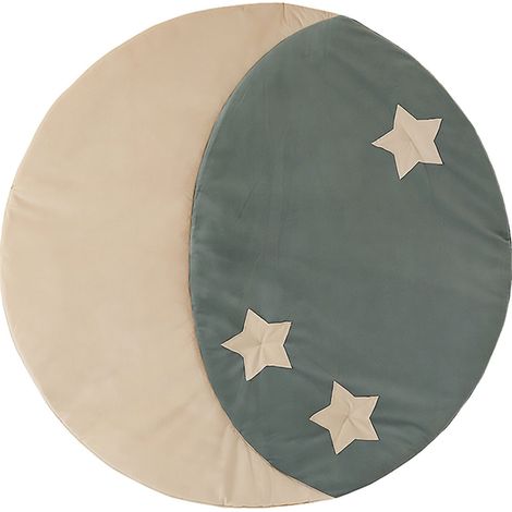 Tapis de sol rond molletonné bébé enfant follow the moon - Beige, bleu foncé (1/4)