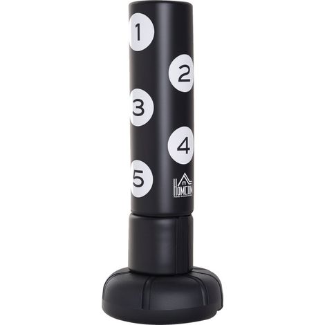 CHICFURN Saco de boxeo de pie 70x70x176 cm en HDPE negro, base rellenable con agua o arena (1/5)