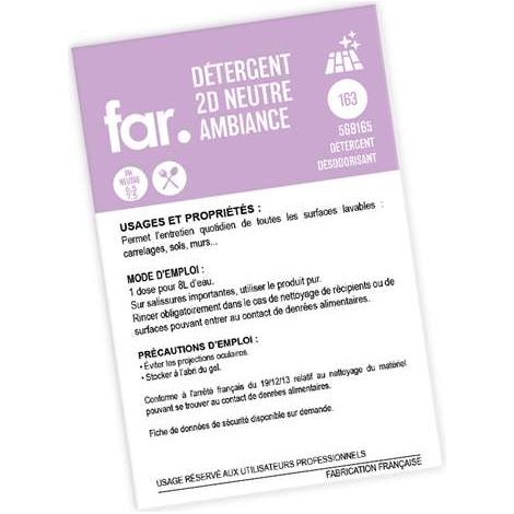 Détergent 2D Neutre Dose 20ml - Lot de 5 Carton de 250 - Hedis