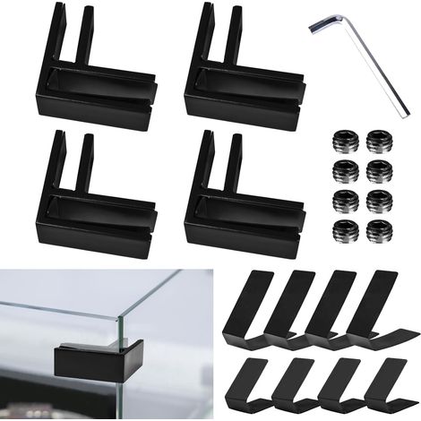 garde-corps verre à verre pince 10-12mm, support de verre en acier inoxydable 304, pince à verre avec caoutchouc et vis, support de verre pour escalier et parapet en verre noir 90 degrés (1/5)