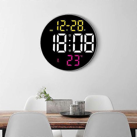 Horloge murale créative de 9 pouces/horloge LED standard, multifonctionnelle : horloge murale de salon, réveil avec télécommande, horloge de chevet (8010/8010) (1/5)