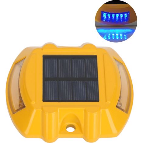 Ortviai Feux de Voie Solaires IP68 en Aluminium Moulé, Éclairage LED Automatique Bleu 6 V – 1,8 W