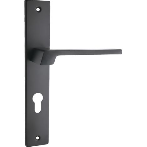 domino Türgriff 72 Drückergarnitur PZ - Profilzylinder Set Türklinke für Zimmertür, Bürotür, Kellertür & Innentür L-Form Türbeschläge aus Aluminium Schwarz CANTORO BLACK (1/5)