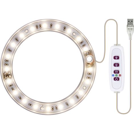 Lámpara LED de espectro completo para plantas con 20 LED, temporizador de 8h/12h/16h, 5 niveles de brillo, altura ajustable, puerto USB y anillo de luz para suculentas. (1/5)