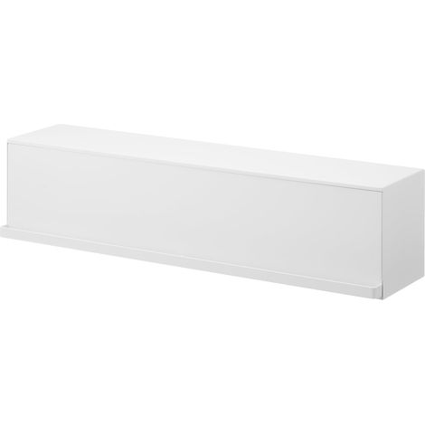Boîte de Rangement Murale, Blanc, Acier/Résine Pom/Polyester/Silicone/Résine ABS, Minimaliste, 60 x 15.7 x 14.6 cm (L x P x H) (1/5)