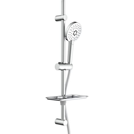 EISL Brause-Set Duschstange mit Handbrause Duschkopf Brauseset mit Duschs�ule Regendusche Duschpaneel mit Schlauch 3 Strahlarten Schale f�r Seife Ablage Dichtung zum Wasser sparen DX7020CSB (1/3)