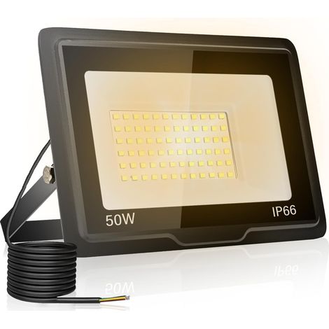 Projecteur Led Extérieur 50W, Spot Led Exterieur 5000LM 3000K Blanche Chaude IP66 ImperméAble Projecteur Exterieur Pour Jardin Garage Patio Grange Cour
