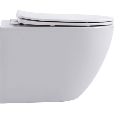 BELVIT Wandhängendes WC Spülrandlos 360°-Spülung mit Softclose Sitz Kompakt Mattweiß (1/5)