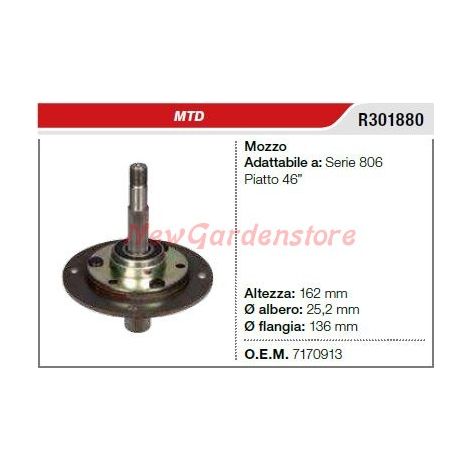 Mozzo portalama MTD tagliaerba rasaerba tosaerba serie 806 R301880