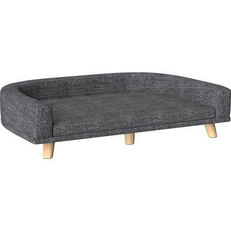 Canapé pour chien surélevé 98 x 67 x 25 cm déhoussable confort moelleux élégant style scandinave en polyester gris foncé (1/5)