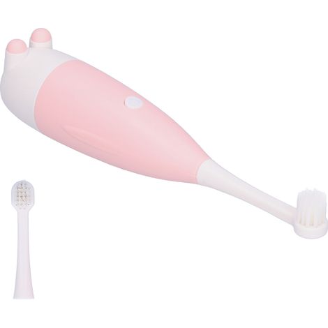 Brosse à dents électrique sonique pour tout-petits, brosse à dents de nettoyage en plastique pour enfants, brosse à dents à piles rose (1/5)