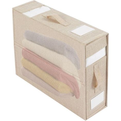 Boîte de rangement de draps, boîte de rangement de draps de garde-robe pliable, boîte de rangement de couette, Beige 1 paquet (1/4)
