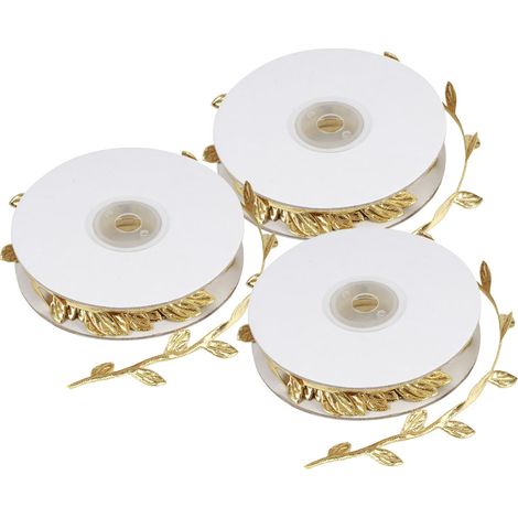 3 rouleaux de guirlande de feuilles artificielles dorées pour bricolage, décoration de mariage et autres activités manuelles (maternelle). (1/5)