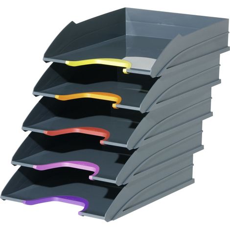 Lot de 5 corbeilles à courrier Durable Varicolor® gris foncé (1/3)