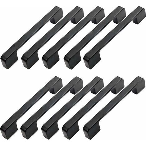 Lot de 10 poignées de meuble, entraxe 160 mm - Poignée de porte de cuisine noire, poignée de barre, poignée de cuisine noire 160 mm (1/4)