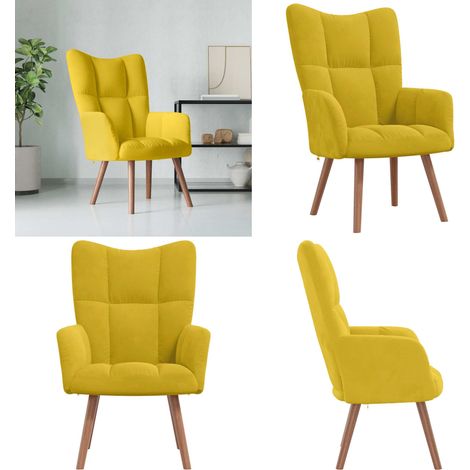 Relaxsessel Senfgelb Samt - Sessel - Samt Sessel - Wohnraum Dekoration - Bequemes Sofa - Gelber Sessel - Home & Living (1/5)