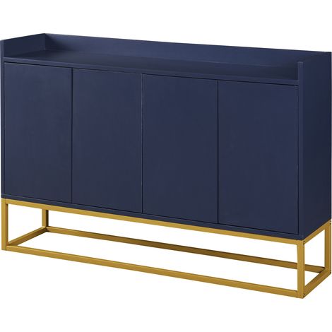 Aparador minimalista de 4 puertas sin tiradores 120 x 30 x 80 cm azul marino HOMVRA (1/5)