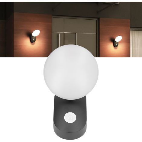 Applique murale extérieure LED étanche 12 W pour cours, terrasses, balcons, porches et couloirs (avec détecteur de mouvement). (1/5)