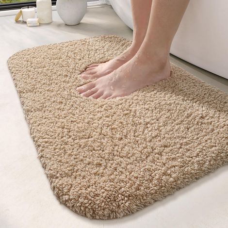 Tappetino Bagno Microfibra Antiscivolo 40x60 cm Beige (1/5)